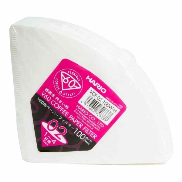 Filtros de papel de café Hario V60 VCF-02-100W-H tamanho 02, 100 unidades para um café perfeito todas as manhãs. Compre online agora!