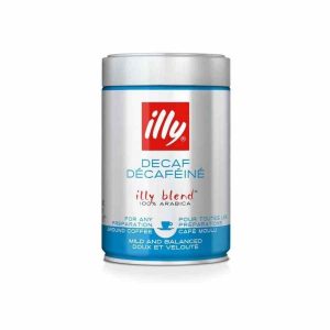 Café moído illy Espresso Descafeinado de 250 g, sabor intenso e aromático para apreciadores de café sem cafeína. Compre online!