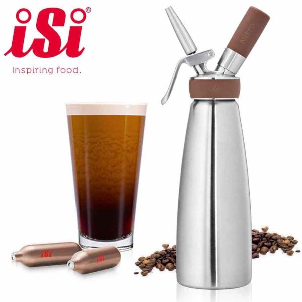 Chicote de café iSi Nitro 1l para preparar bebidas indulgentes e cremosas. Acessório premium para amantes de café. Compre já!