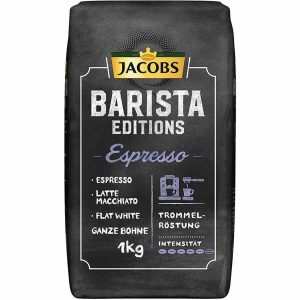 Café Jacobs Barista Editions Espresso 1 kg em grãos de café, aroma intenso e sabor requintado para os amantes de café exigentes.