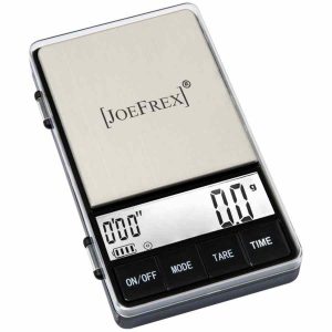 Balança digital de café JoeFrex: pesagem precisa e temporizador integrado para resultados perfeitos. Ideal para aficionados ou profissionais.