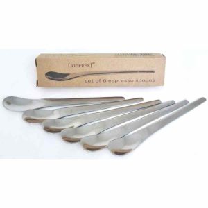 Conjunto de 6 colheres de café expresso JoeFrex, em aço inoxidável de alta qualidade para apreciar o seu café como nunca antes. Ideal para amantes de café!