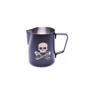 Jarro de leite revestido em pó JoeFrex, caveira preta - Acessório de Barista de alta qualidade para café expresso. Compre online agora!