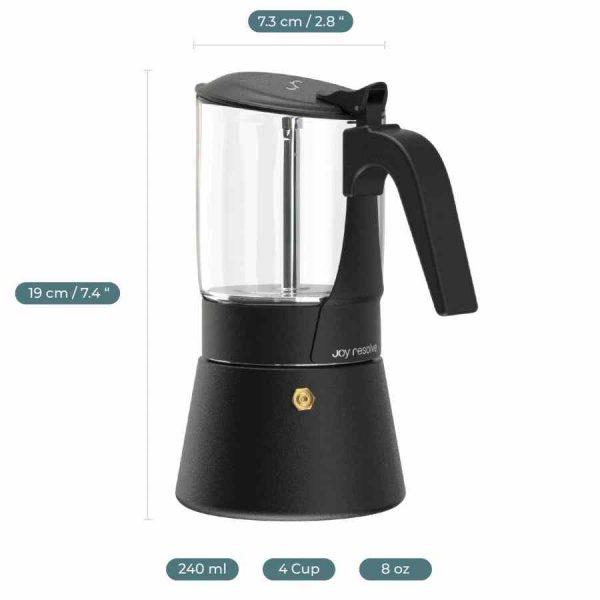 Pote Moka Joy Resolve ClearBrew™ 5-6 xícaras - Desfrute de café intenso e puro em casa com este pote Moka de alta qualidade. Elegância e sabor garantidos!