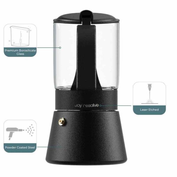 Pote Moka Joy Resolve ClearBrew™ de alta qualidade para 5-6 xícaras. Desfrute de café fresco em casa!