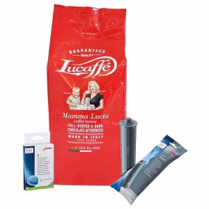 Filtro de água Jura Claris Smart+ com pastilhas de limpeza e café Lucaffé Mamma Lucia. Purifique e desfrute do verdadeiro sabor, 6 pcs.
