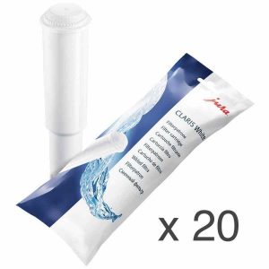 Cartucho de filtro de água branco Jura Claris 20 unidades - Purifique a sua água com qualidade premium. Compatível com a máquina Jura. Ideal para 20 trocas.