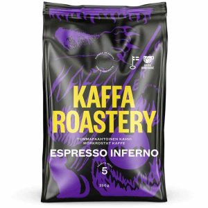 Grãos de café Kaffa Roastery Espresso Inferno: aroma intenso e sabor robusto para amantes de café exigentes. Compre online!