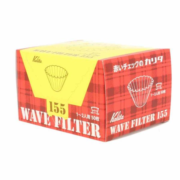 Filtros brancos Kalita Wave #155 - 50 unidades para café de qualidade premium. Compatível com brewers Kalita. Desfrute do sabor puro do café.