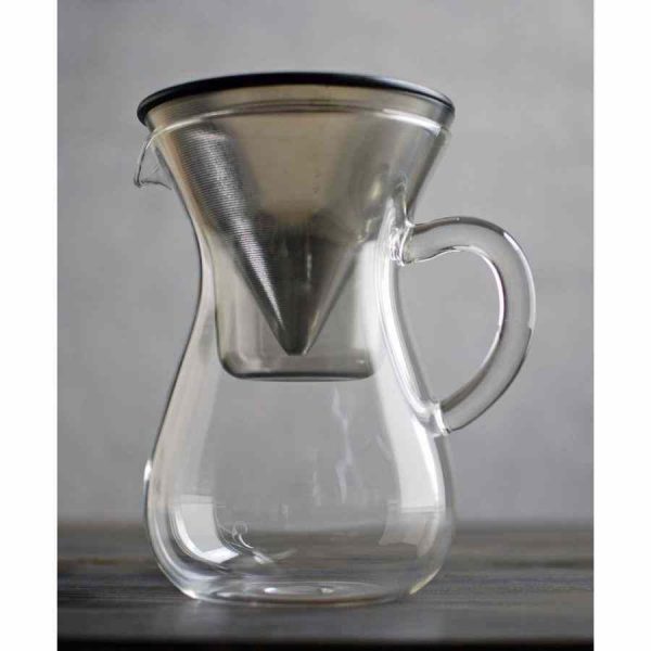 Conjunto de jarra de café Kinto SCS com filtro de aço inoxidável 2 xícaras: design elegante para desfrutar do café perfeito em casa.