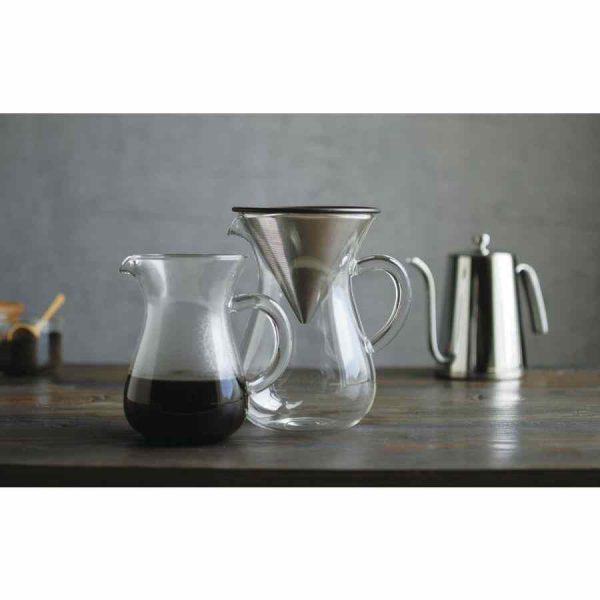 Conjunto de jarra de café Kinto SCS com filtro de aço inoxidável para 2 xícaras - Café perfeito em casa!
