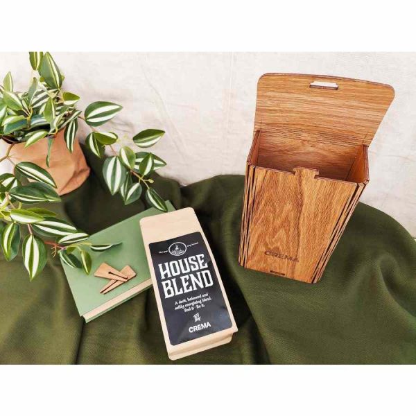 Caixa de Café em Madeira Carvalho KOLO Design x Crema: Elegância e Qualidade para os Amantes de Café. Compre Online!