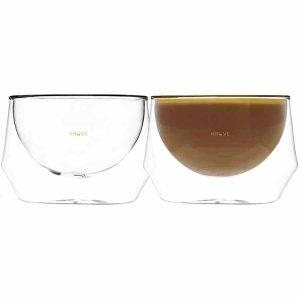 Conjunto de dois copos de leite Kruve Imagine, design elegante e durabilidade superior. Aprecie a sua bebida com estilo. Compre já!