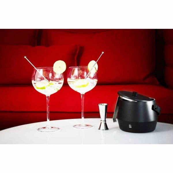 Recipiente de gelo Leopold Vienna 1 l de luxo com pinça e tampa para cocktails - Acessório elegante para bebidas refrescantes.