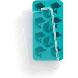 Bandeja de cubos de gelo Lékué Dolphin - prática e inovadora bandeja em turquesa com tampa para gelo perfeito. Compre online!