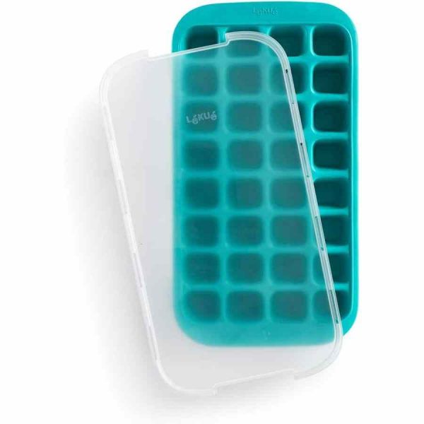 Molde para cubos de gelo Lékué - 32 cubos, cor turquesa, fácil de usar e durável para gelo perfeito em casa. Compre online agora!