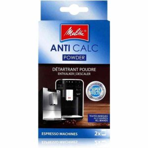 Pó descalcificante Melitta Anti Calc 2 x 40 g para máquina café expresso, elimina calcário. Manutenção fácil e eficaz para sua máquina.