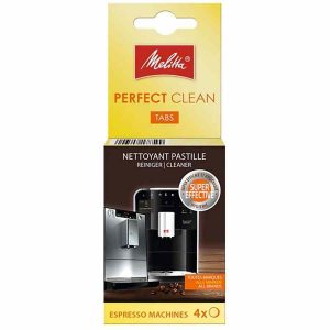Pastilhas de limpeza Melitta Perfect Clean, 4 unidades, para uma limpeza impecável da sua máquina de café. Garanta a qualidade e durabilidade do seu equipamento.
