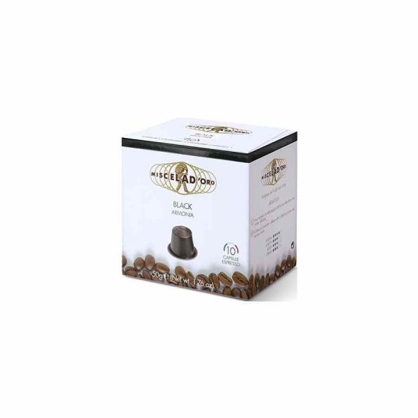 Cápsulas de Café Preto Miscela d'Oro Compatíveis com Nespresso - Pack 10 unidades de alta qualidade para venda online.