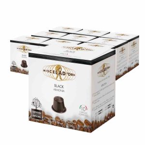 Cápsulas de Café Miscela d'Oro pretas compatíveis com Nespresso - Pack de 100 unidades - Café de alta qualidade para apreciadores exigentes.