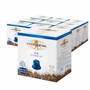 Cápsulas de Café Miscela d'Oro Azul Descafeinado - Compatíveis com Nespresso, caixa de 100 unidades - Delicioso café descafeinado de alta qualidade.