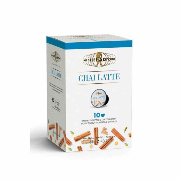 Capsulas de Chai Latte da Miscela d'Oro, compatíveis com Dolce Gusto®. Desfrute de 10 unidades de alta qualidade. Compre online!