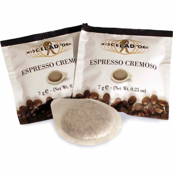 Miscela d'Oro Espresso Cremoso ESE Cápsulas de Café 150 un: Aroma intenso e sofisticado para um espresso perfeito em casa. Compre online!