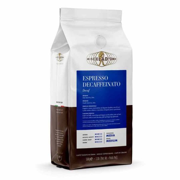 Café sem cafeína Miscela d'Oro Espresso Decaffeinato - Sabor intenso e requintado para apreciadores de café descafeinado. Compre online!