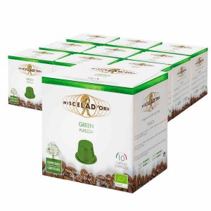 Cápsulas de café Miscela d'Oro Espresso Verde compatíveis com Nespresso - 100 unidades, qualidade superior para venda online.