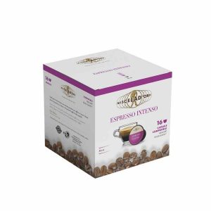 Cápsulas de café Miscela d'Oro Espresso Intenso, compatíveis com Dolce Gusto®, embalagem com 16 unidades. Aprecie o sabor intenso!