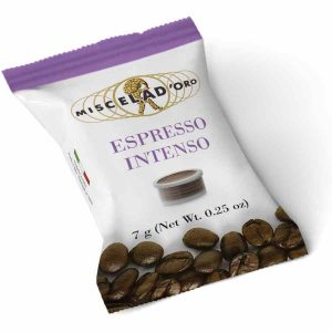 Cápsulas de café expresso Miscela d'Oro Espresso Intenso, embalagem de 100 unidades - Intenso sabor italiano para desfrutar em casa.