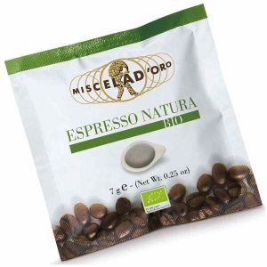 Cápsulas de café espresso Miscela d'Oro Natura E.S.E., embalagem premium para uma experiência de café deliciosa. Compre online agora!