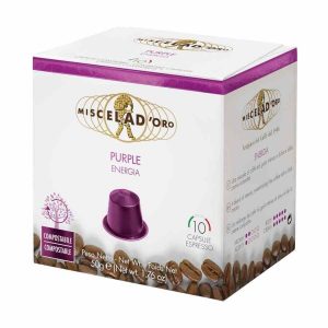 Cápsulas de café Miscela d'Oro Purple compatíveis com Nespresso, embalagem de 10 unidades - Aprecie o melhor café em casa!