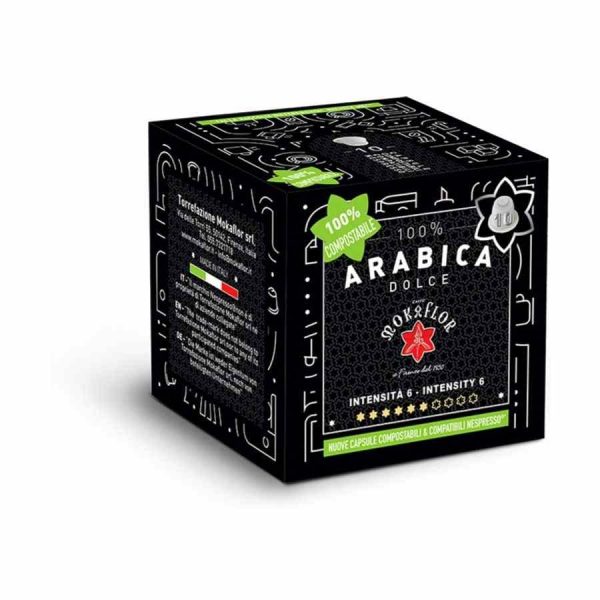 Cápsulas de Café Mokaflor 100% Arábica Dolce compatíveis com Nespresso - 10 unidades. Desfrute do melhor café em casa!