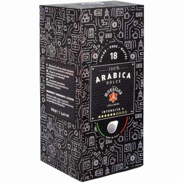 Cápsulas de café expresso Mokaflor 100% Dolce Arábica E.S.E. - Pack 18 unidades, sabor intenso e aroma irresistível. Compre online!