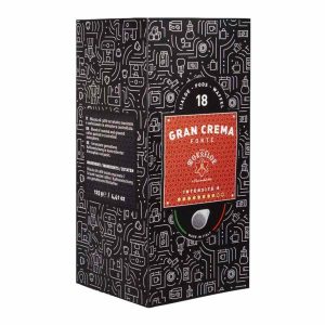Caixas de 18 cápsulas de café expresso Mokaflor Gran Crema Forte E.S.E. - desfrute de um café intenso e aromático em casa.
