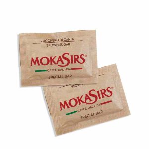 Açúcar mascavo extrafino MokaSirs em pacote de 5 kg, porções individuais de 5 g - Doce premium para adoçar com qualidade.