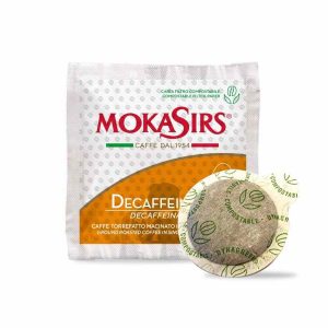 Cápsulas de café expresso descafeinado MokaSirs Decaffeinato, embalagem com 50 unidades - Sabor intenso sem cafeína para momentos especiais. Compre online!