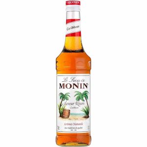 Xarope de Rum Caribenho Monin 700 ml - Delicioso aroma e sabor autêntico para as suas bebidas. Ideal para cocktails tropicais!