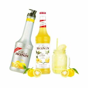 Xarope Monin para Limonada Nublada 700 ml + Puré Monin Le Fruit Yuzu 1 l - Mistura ideal para bebidas refrescantes e saborosas.