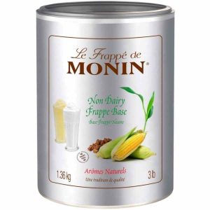 Base em pó Monin Le Frappé 1,36 kg, alternativa não láctea para deliciosas bebidas geladas, ideal para receitas de qualidade.
