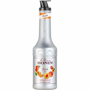 Xarope Monin Le Purê de Frutas Pêssego 1 l - Delicioso e natural xarope de pêssego para cocktails e sobremesas, 1 litro. Compre online!