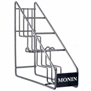 Suporte moderno Monin em metal para 4 garrafas de xarope - Organize com estilo!