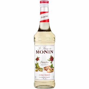 Xarope de Pistache Monin 700 ml para drinks e sobremesas especiais. Delicioso e aromático, perfeito para dar um toque gourmet às suas receitas.