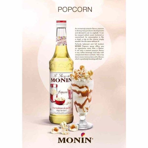 Xarope de Pipoca Monin 700 ml - Delicioso sabor para drinks e sobremesas. Compre online e surpreenda-se!