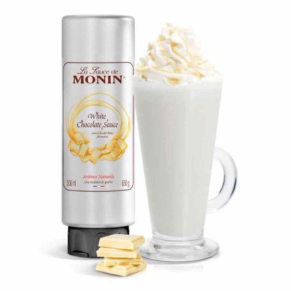 Delicioso molho de chocolate branco Monin, ideal para sobremesas. Compre online e adicione um toque especial às suas receitas!