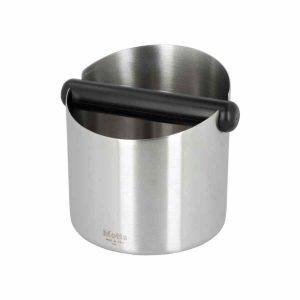 Caixa de batida em aço inoxidável Motta, 125 mm para baristas exigentes - Utensílio de alta qualidade para café expresso. Compre agora!