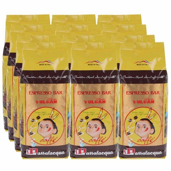 Café premium Passalacqua Gold Vulcan em grãos, 12 pacotes de 500 g - Sabor excecional para apreciadores exigentes. O melhor café online.