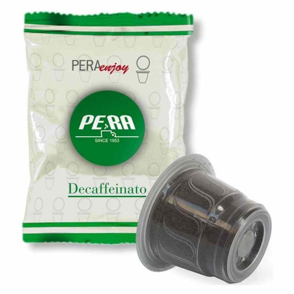 Deliciosas cápsulas de café descafeinado compatíveis com máquinas Nespresso, embalagem de 50 unidades com sabor aveludado de pêra. Aproveite!