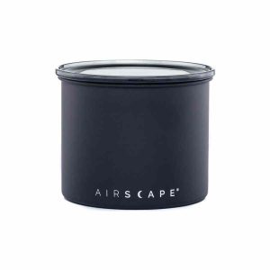 Recipiente de armazenamento clássico em aço inoxidável Airscape® Planetary Design, cor carvão. Mantenha sua frescura por mais tempo com estilo!